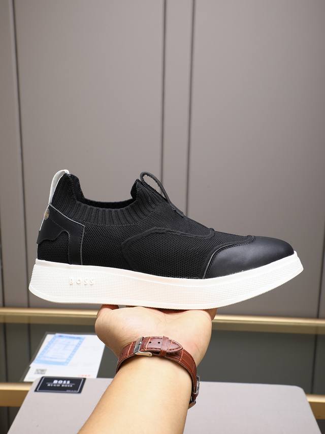 New Boss Men's Slip-on Casual Sneakers for Autumn. The upper is made of importe