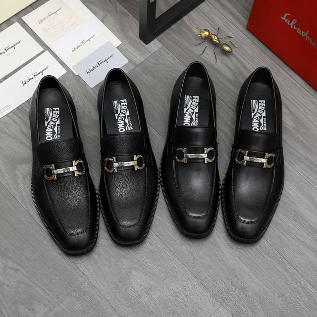 Factory direct price product trademark: Ferragamo] Business slip-on leather sho