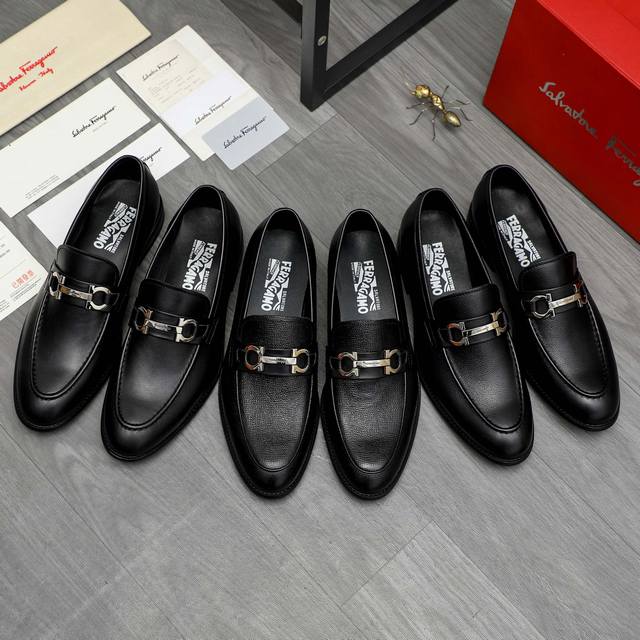 Factory direct price product trademark: Ferragamo] Business slip-on leather sho