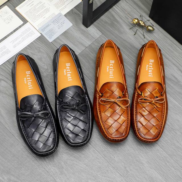 Factory direct price product trademark: Berluti woven slip-on shoes. True to si