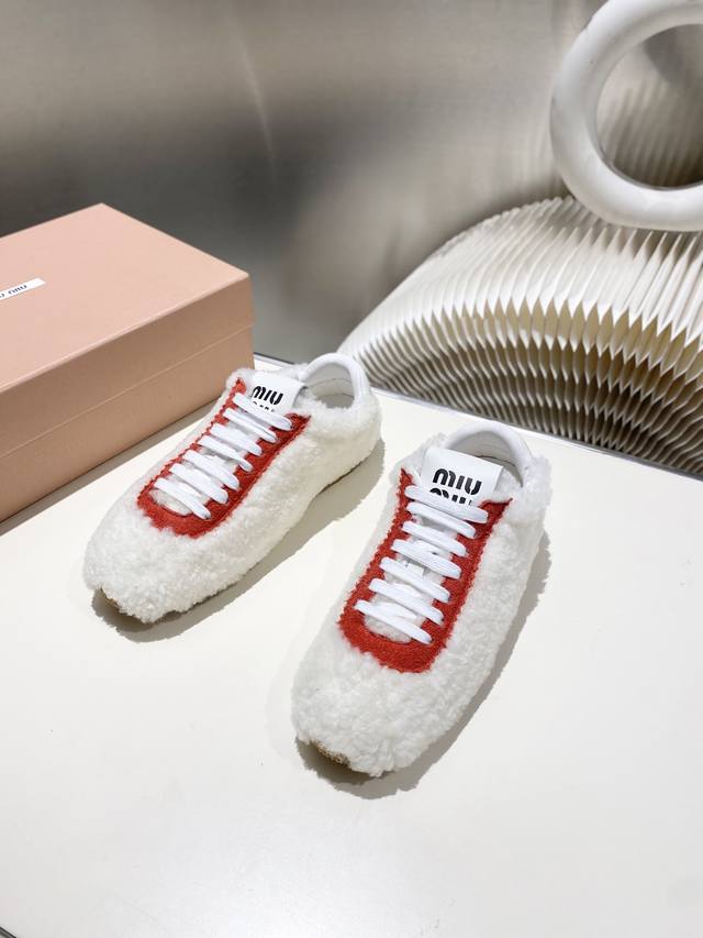 Factory Price p Miu Miu 2025 New Forrest Gump Shoes German Training Furry Shoes