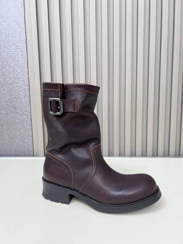prad* 25Ss Prada Retro Martin Boots, Rider Boots, Fashionable Motorcycle Martin