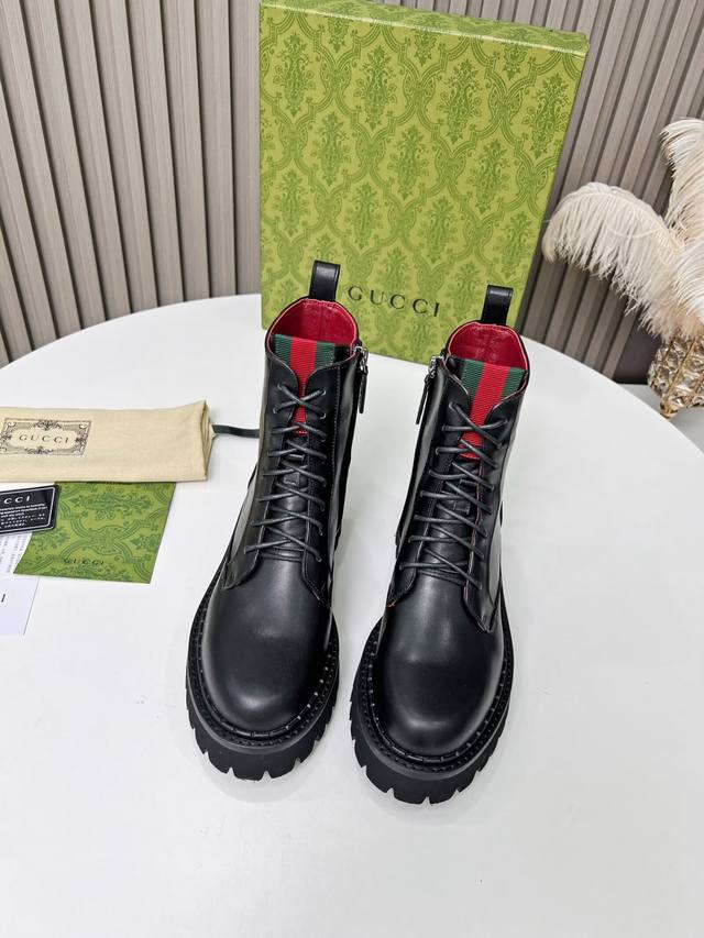 Factory Price (pp): 2025 Latest Gucci Versatile Lace-up Martin Boots, Easy to O