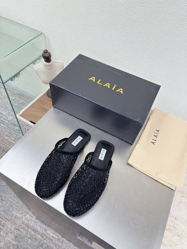 Sparkling Slippers, Mesh and Rhinestone Series, Exquisite Diamond Inlay Alaia S