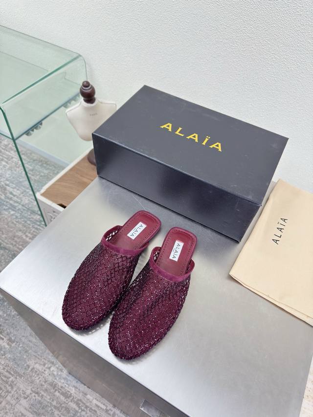 Sparkling Slippers, Mesh and Rhinestone Series, Exquisite Diamond Inlay Alaia S