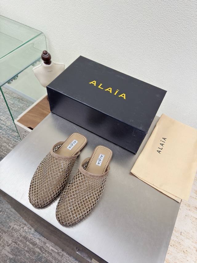 Sparkling Slippers, Mesh and Rhinestone Series, Exquisite Diamond Inlay Alaia S