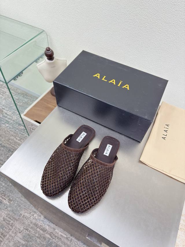 Sparkling Slippers, Mesh and Rhinestone Series, Exquisite Diamond Inlay Alaia S