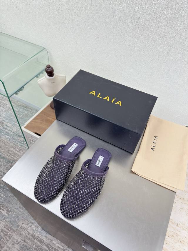 Sparkling Slippers, Mesh and Rhinestone Series, Exquisite Diamond Inlay Alaia S