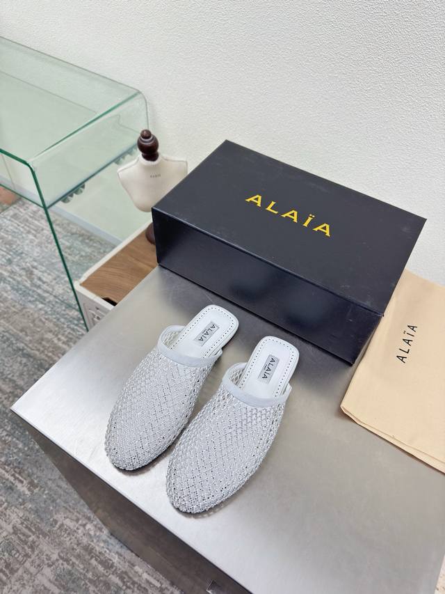 Sparkling Slippers, Mesh and Rhinestone Series, Exquisite Diamond Inlay Alaia S