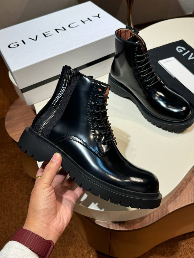 Givenchy brushed calfskin derby shoes. Features metal eyelets, a 3D Givenchy log