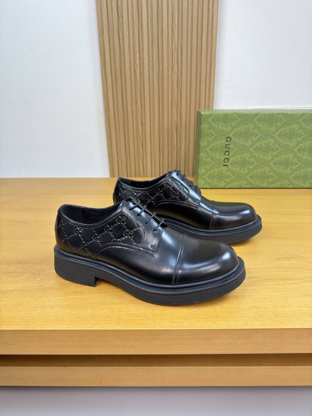 Gucci - High-end quality original single formal leather shoes - Upper: Split-edg