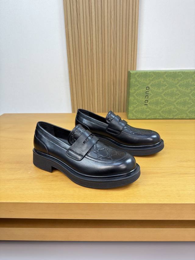 Gucci - High-end quality original single formal leather shoes - Upper: Nappa cal
