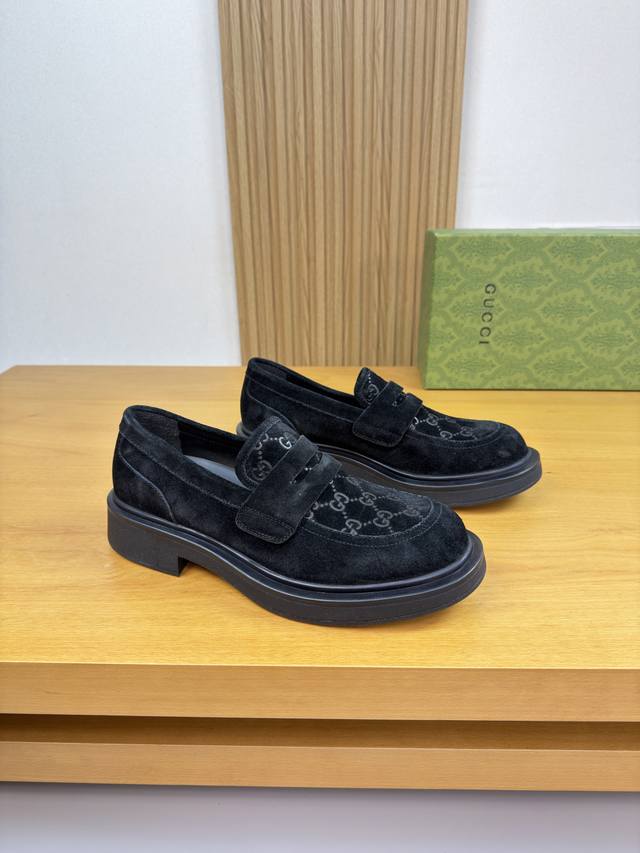 Gucci - High-end quality original single formal leather shoes - Upper: High-glos