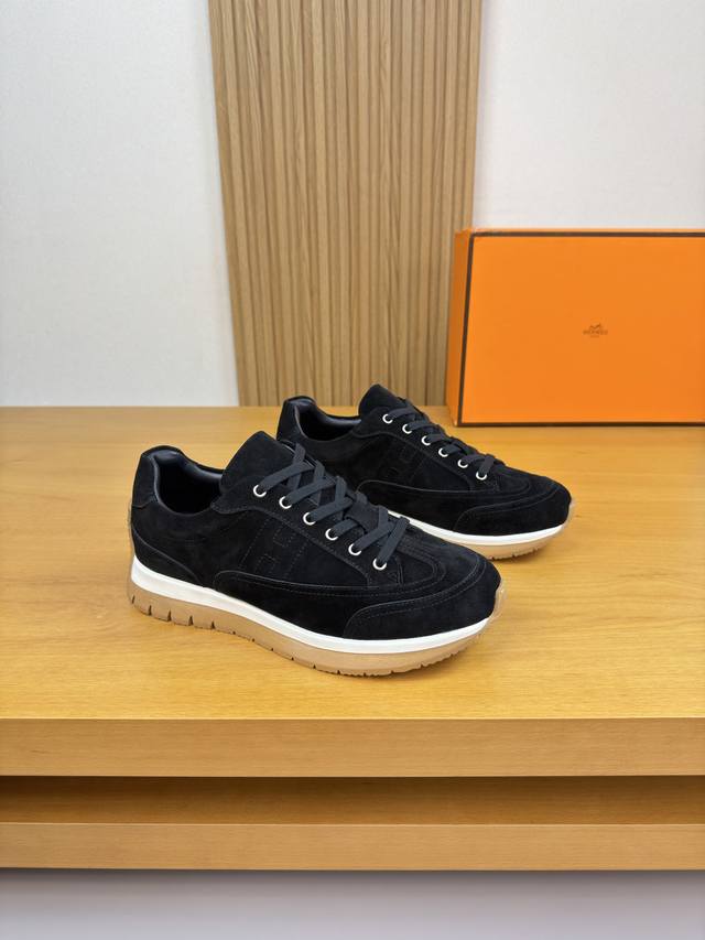 Hermes - High-end quality original single casual sports shoes - Upper: Suede cal