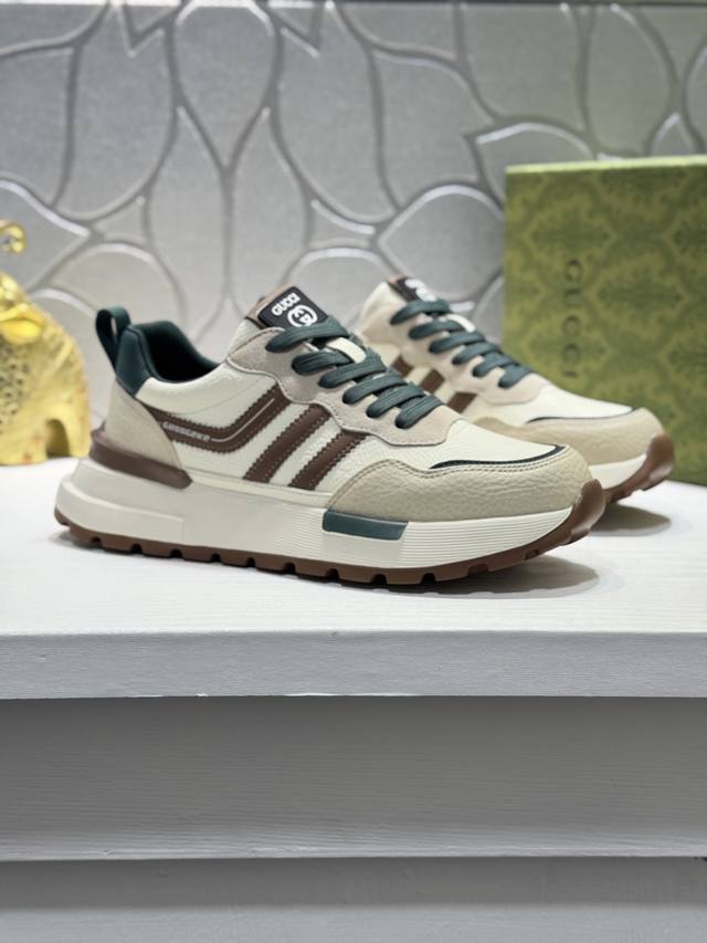 Gucc* Original Quality Gucci! Official global debut! Upper made of cowhide leath