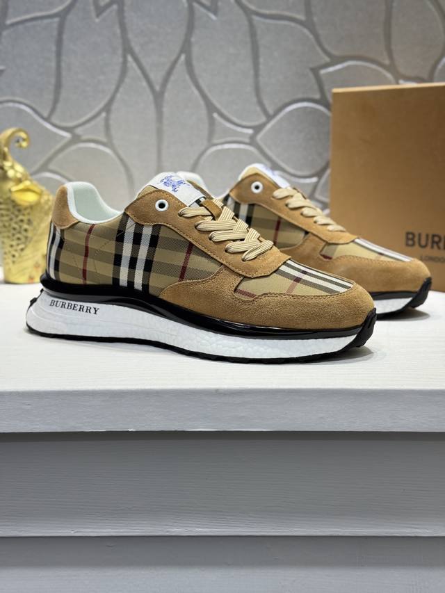 New Burberry men's classic low-top sneakers, a fresh take on vintage check cott