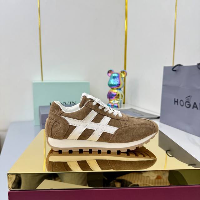 Hogan 2025 New H-Stripes Series Couple Chunky Platform Dad Shoes, Casual Sports