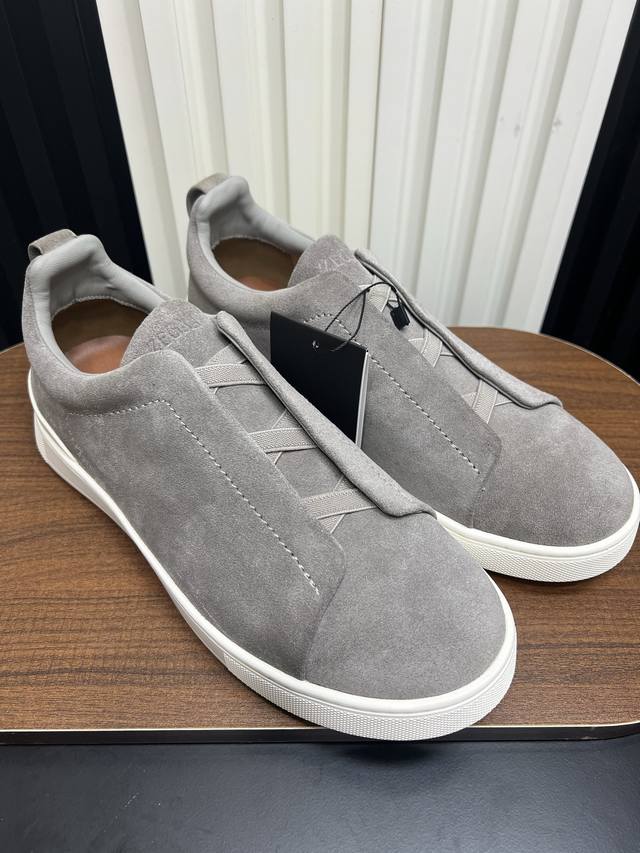 Factory Price (pp): Zegna Secondskin Triple Stitch Casual Sneakers, Dark Brown C