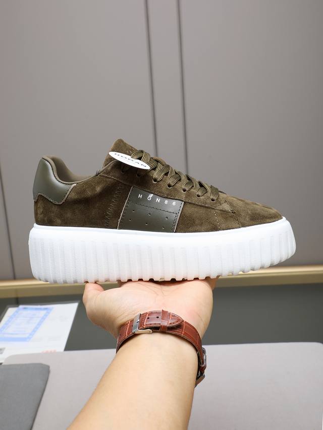 Hogan H-Stripes Series Couple Platform Biscuit Shoes, Airplane Shoes, Casual Spo