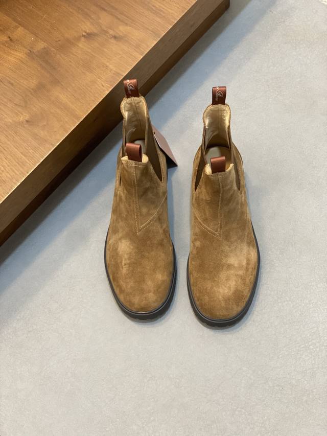 Loro Piana Autumn/Winter New Men's Suede Leather Chelsea Ankle Boots! Made with