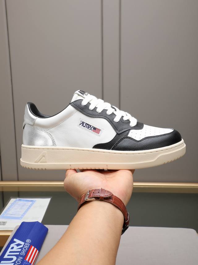 2025 New Arrival Autry Black and White Panda Shoes, Genuine Leather Color Block