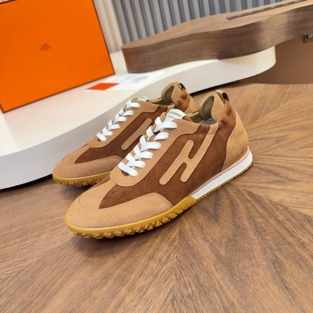 New Hermes Argande training shoes, white sneakers, perforated soft calfskin ath