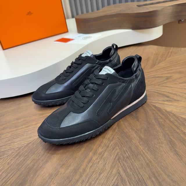 New Hermes Argande training shoes, white sneakers, perforated soft calfskin ath