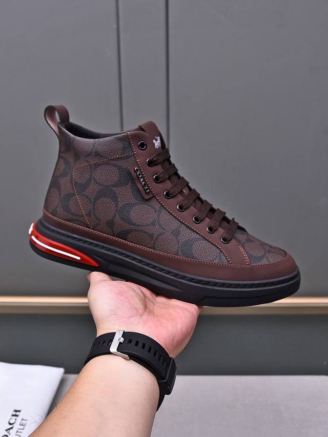 High-top Coach exclusive new men's low-top casual lace-up sneakers, casual, sty