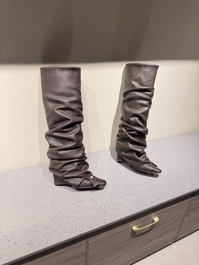 Theattico 2025 Fall/Winter Square Toe Runway-Synchronized Leggings Boots 1:1 rep