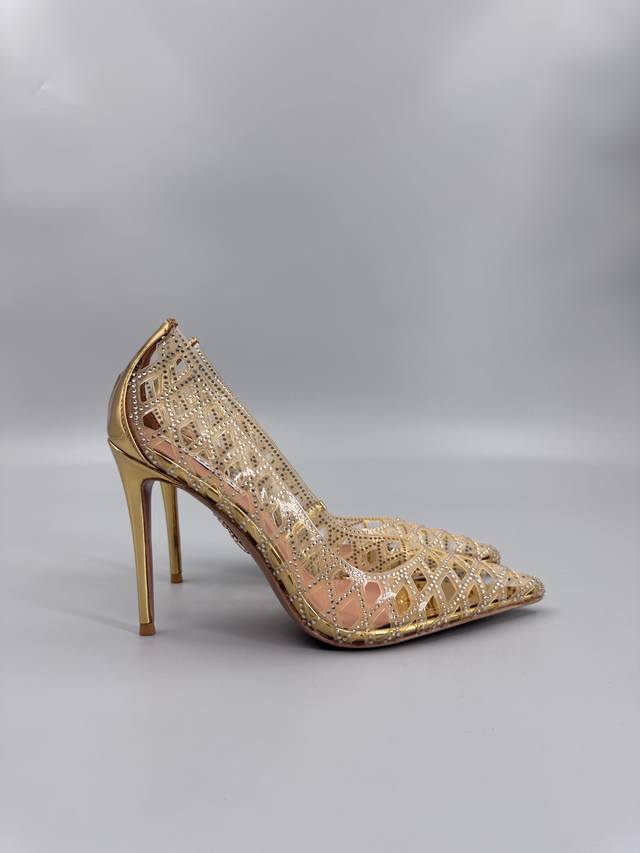 Aquazzura Pineapple Sequined Laser High Heels 2025 Spring/Summer Newest Butterfl