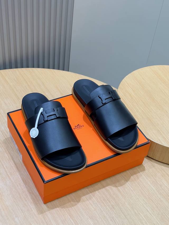Factory price: Hermes H New Men's Slippers - Top-grade genuine leather sandals w