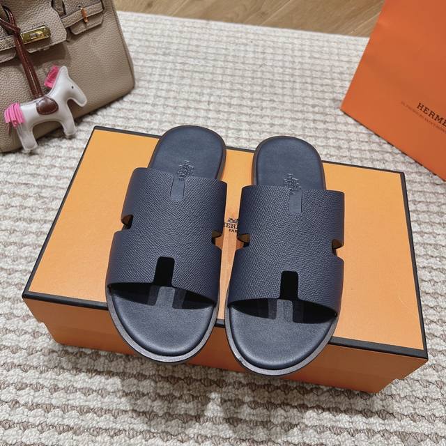 Hernes deep blue palm print Hermes genuine leather upper, lambskin lining, high-