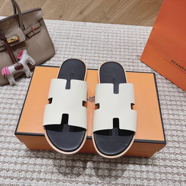 Hernes genuine leather upper, lambskin lining, high-end Hernes men's slippers, I