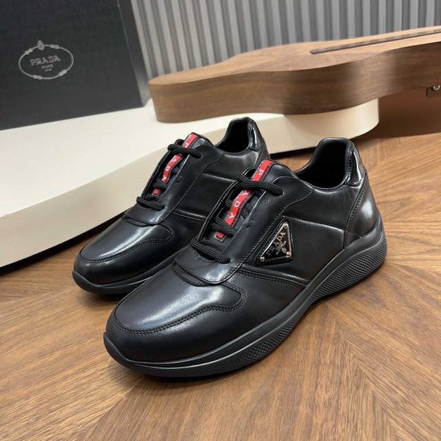 Prada Men's New Leather Sneakers ( ) These sneakers are crafted from imported c