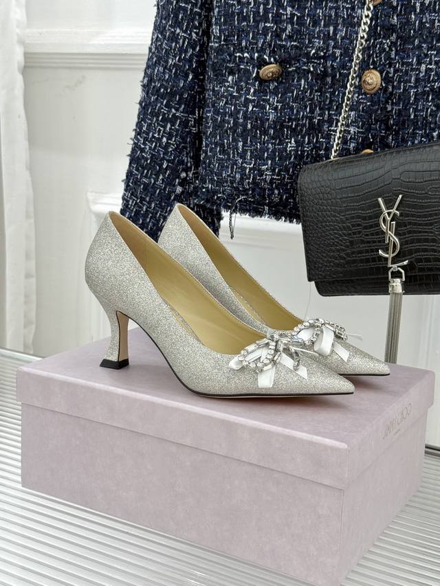 Factory Price Jimmy Choo 26Wf Early Spring New Pointed Toe Rhinestone Bow High H
