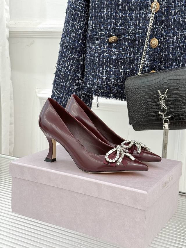 Factory Price Jimmy Choo 26Wf Early Spring New Pointed Toe Rhinestone Bow High H