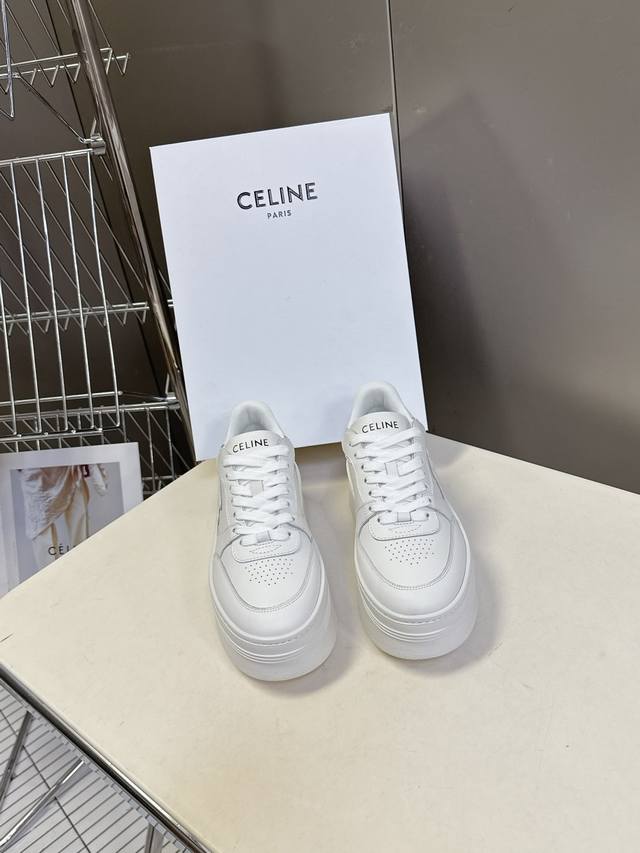 Celine's latest Spring/Summer platform white sneakers, a popular choice among ce