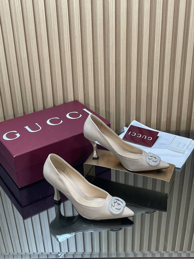 2026 Early Spring Gucci New Style Gucci Crystal Diamond Inlaid Interlocking Doub