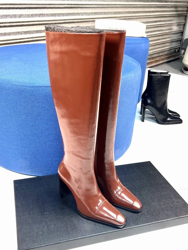 YSL 25A Classic Chunky Heel Long Boots, Retro Modern Long Boots, Autumn/Winter