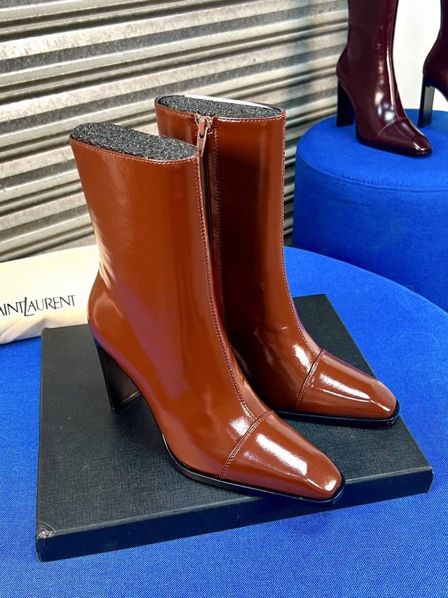 YSL 25A Classic Chunky Heel Ankle Boots, Retro Modern Ankle Boots, Autumn/Winter