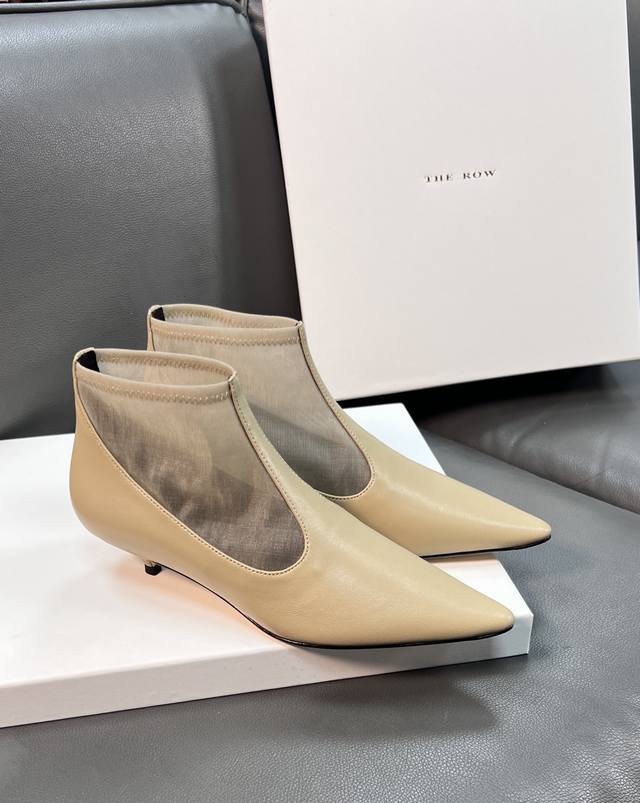 The Row Spring/Summer 2025 Collection These pointed-toe kitten heel ankle boots