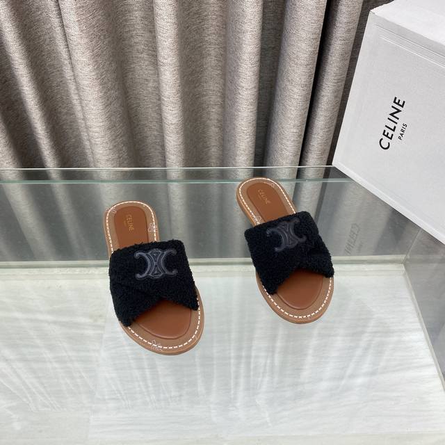 Celine 25Ss Spring/Summer New Slippers, Arc de Triomphe British Style Flat Slipp