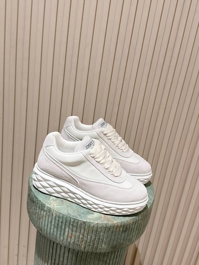Top Version: New Jimmy Choo Sneakers, Exclusive Release, Original Sole Casual Wh