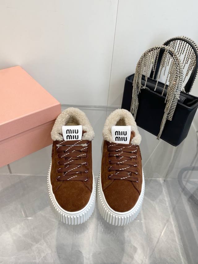 Factory Price p Miumiu Spring 2025 New Thick-Soled Biscuit Shoes Latest Runway