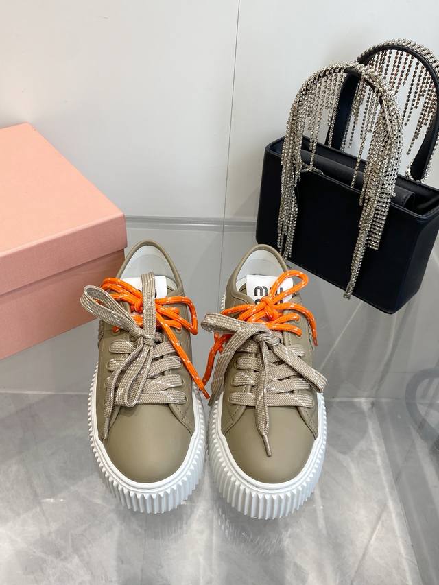 Factory Price p Miumiu Spring 2025 New Thick-Soled Biscuit Shoes Latest Runway S