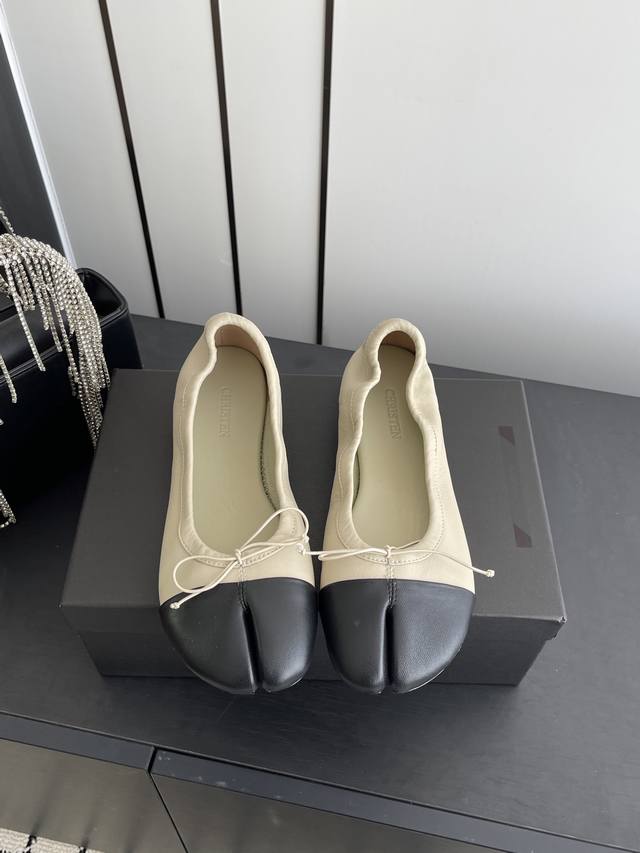 Christen 26Ss Early Spring New Split-Toe Hollow Bow Mary Jane Ballet Flats Made