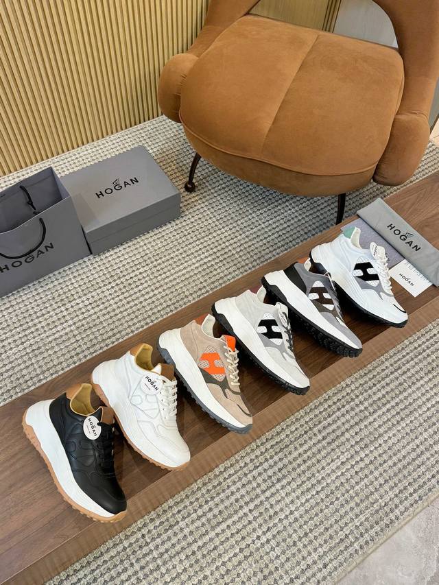 Hogan athletic casual couple shoes, featuring a suede calfskin patchwork design,