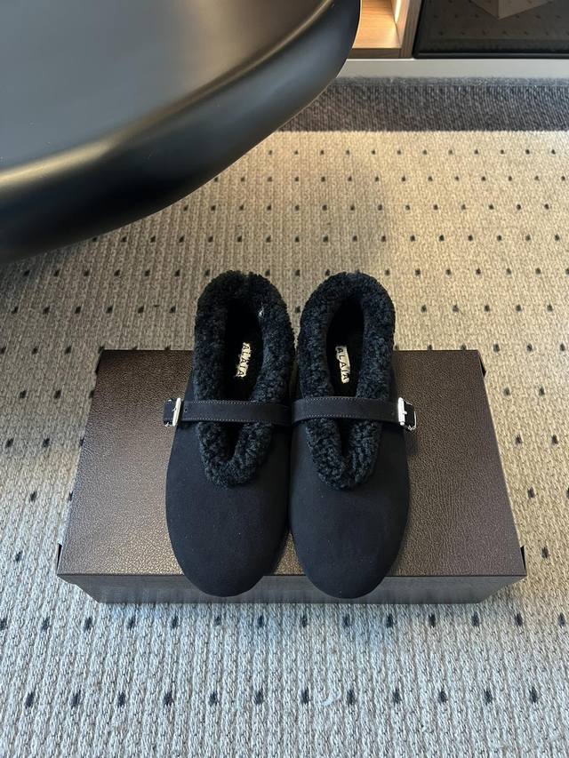 Alai* 25Ss Autumn/Winter New Fleece-Lined Birkenstock-Style Mary Jane Shoes Made