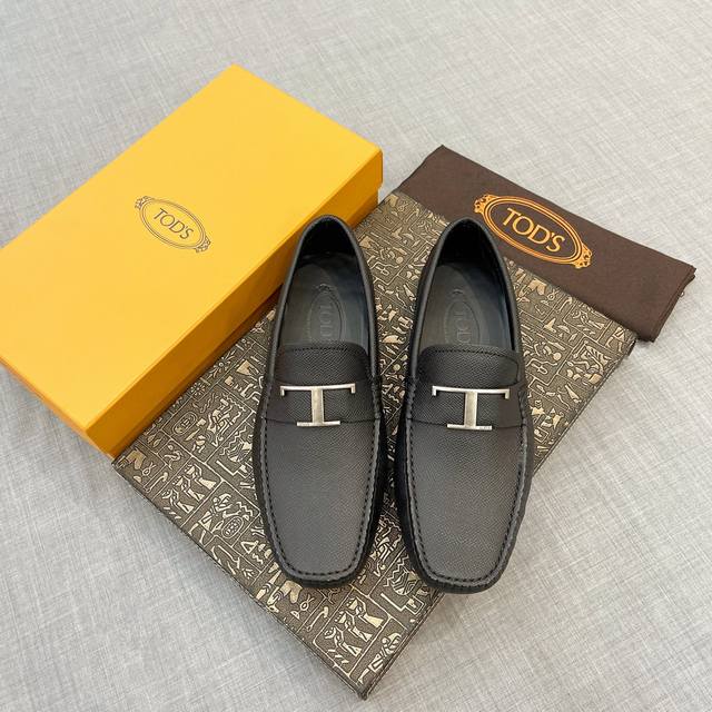 Tod* Men's Loafers, New Arrival, High-Quality Lizard-Patterned Leather, Apricot