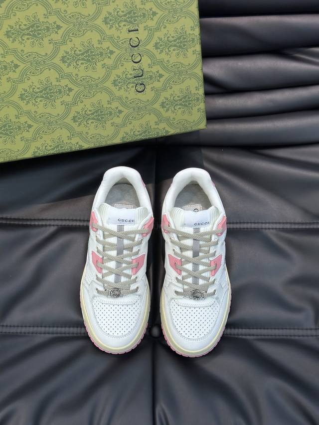 Gucc* Gucci's new distressed-effect sneakers for couples. These low-top sneakers
